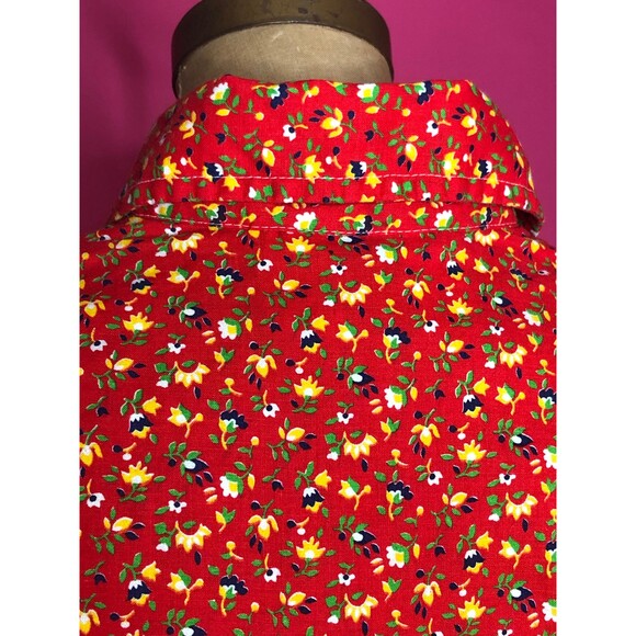 1960s-1970s SEARS JR. BAZAAR Split Color Block. Floral Crop Top W/Front Tie S-M - Picture 7 of 8